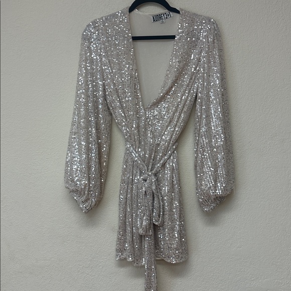 Audrey 3+1 womans Silver Sequin Wrap mini dress
Size S - Picture 2 of 4